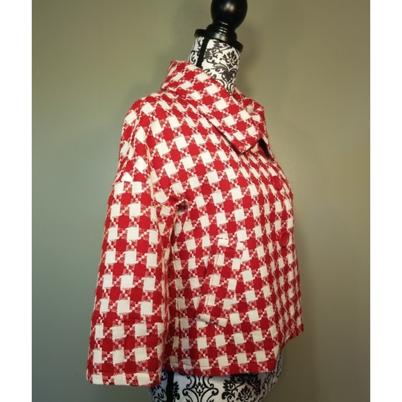 Rafaella Red White Houndstooth Women's Blazer Sz S - Picture 3 of 5